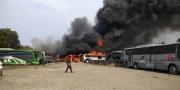 Pool Bus Primajasa di Tangsel Terbakar