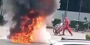 Sepeda Motor Terbakar Usai Isi Bensin di SPBU Cisauk Tangerang